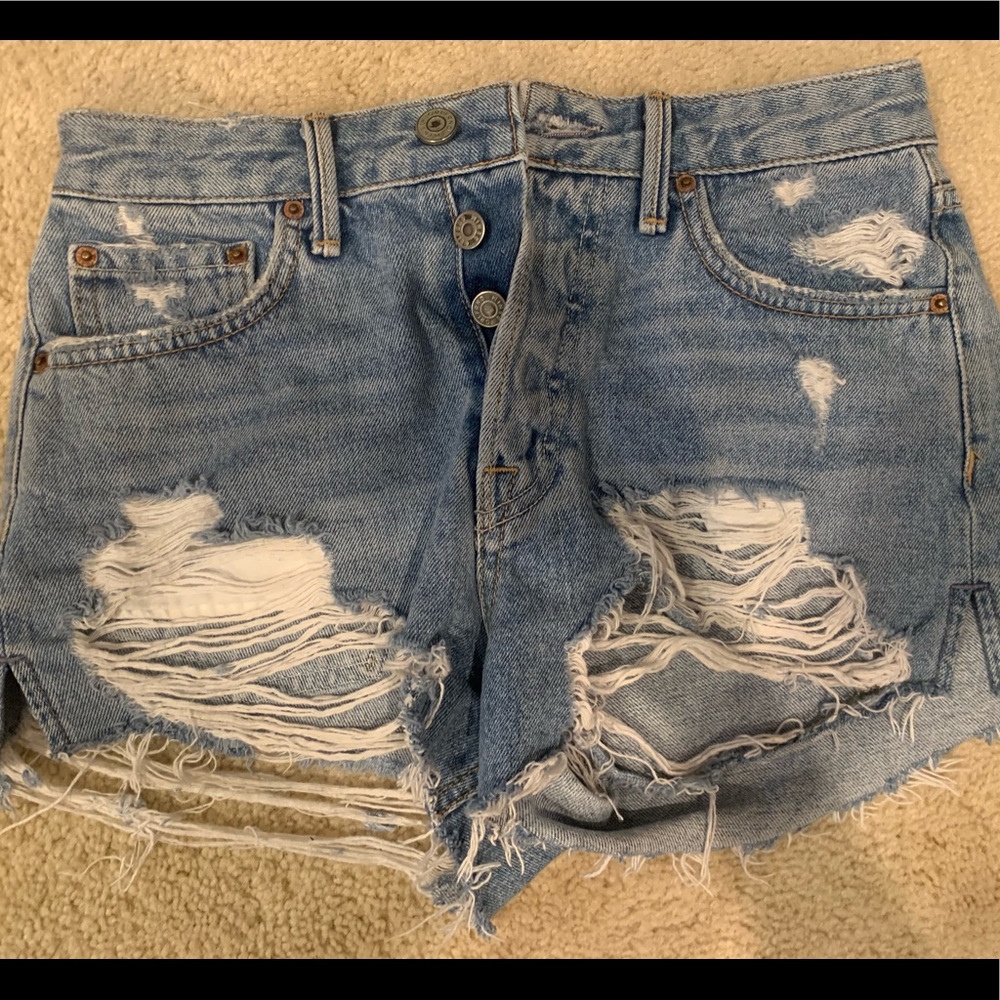 GRLFRND denim ripped shorts